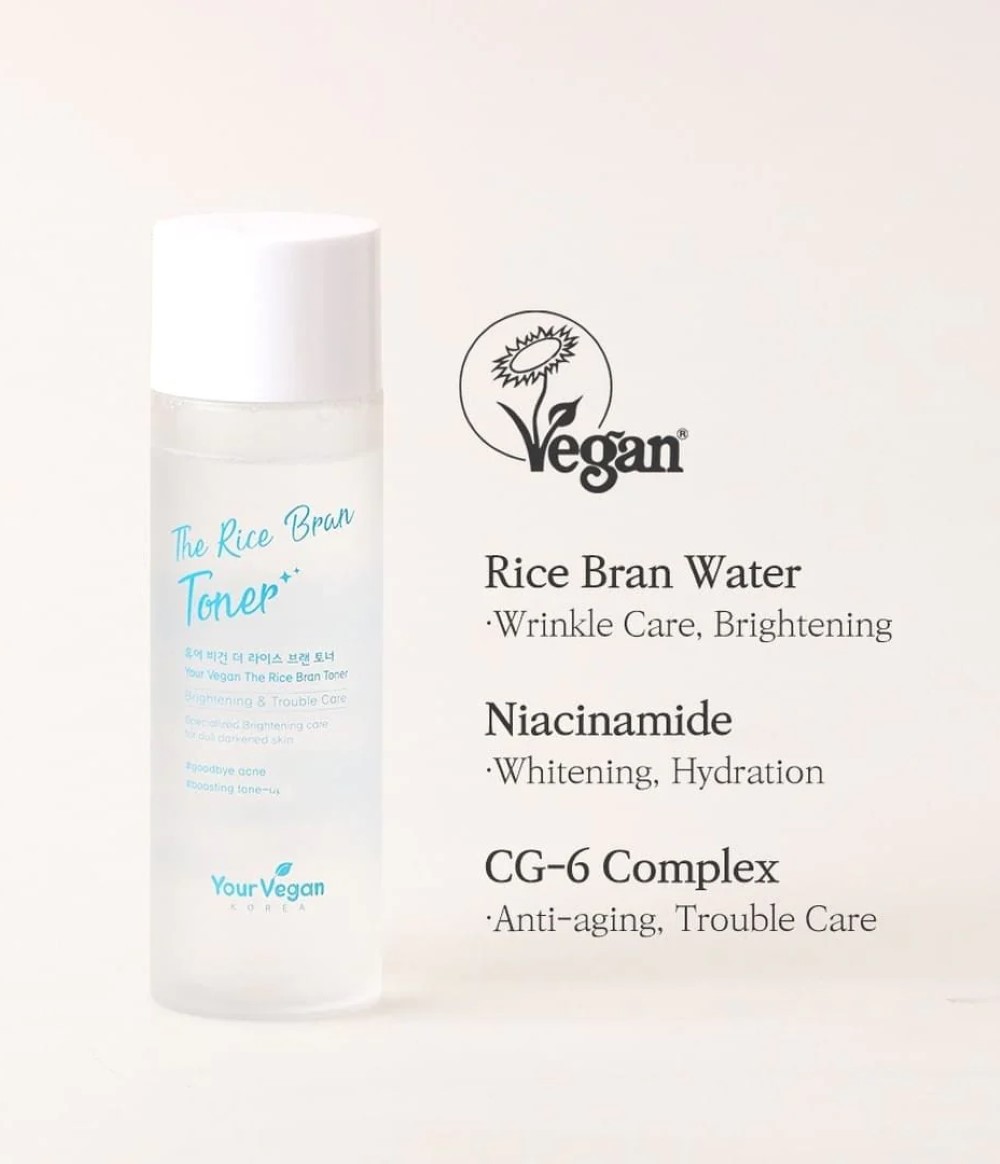 Buy The Rice Bran Korean Toner - Korean Made from YOUR VEGAN available online at VEND. Explore more skincare products now